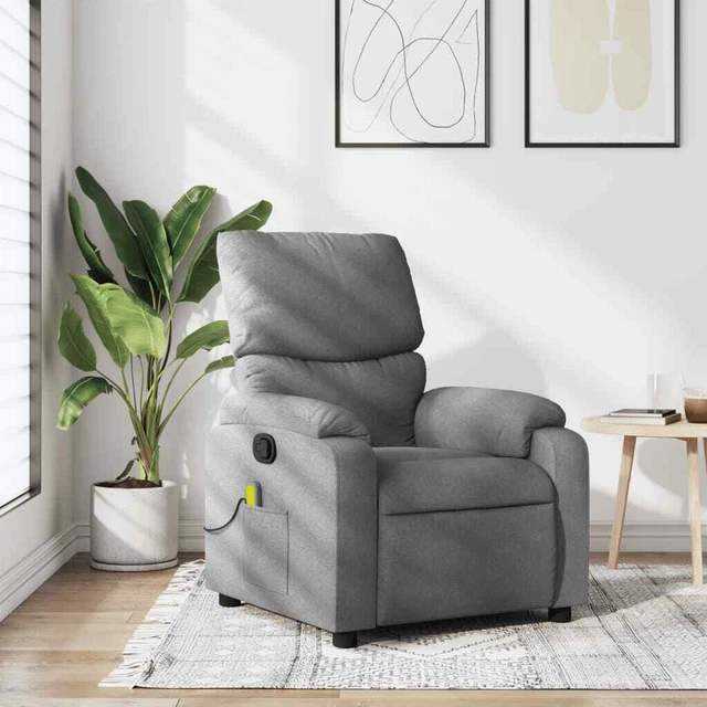 Massagesessel Hellgrau Stoff vidaXL