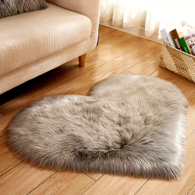 Fluffy Imitation Wool Floor Mat Living Room Love Heart Plush Carpet Home Textile 2