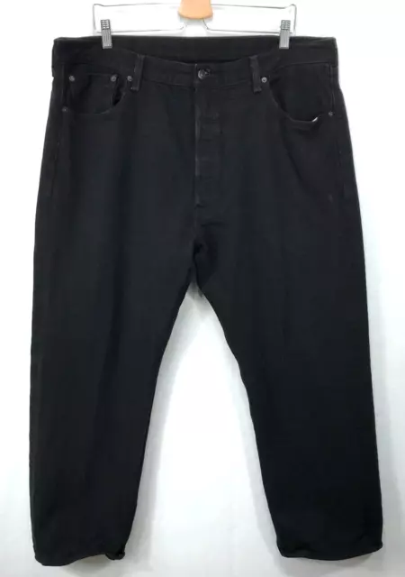 Levis Jeans Mens 42x30 501 Black Denim Button Fly Straight Leg 100% Cotton