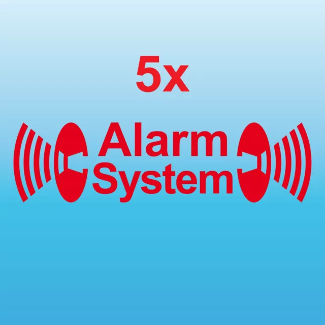 5 Alarm System rot gespiegelt Aufkleber Tattoo Auto Balkon Shop Fenster Scheibe