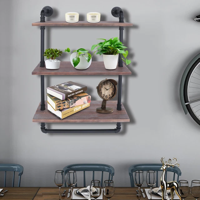 INDUSTRIAL PIPE SHELVING Iron Pipe Shelves Wall Mounted Hanging
