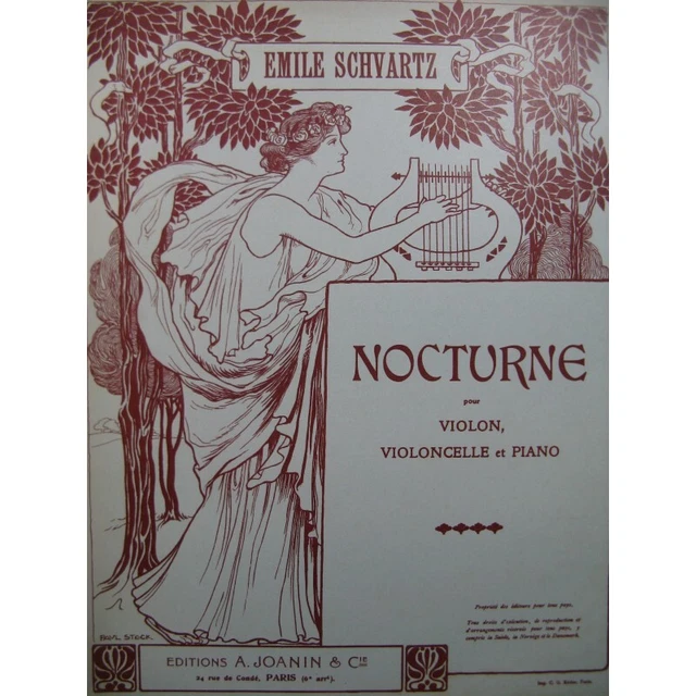 SCHVARTZ Emile Nocturne Piano Violon Violoncelle 1904