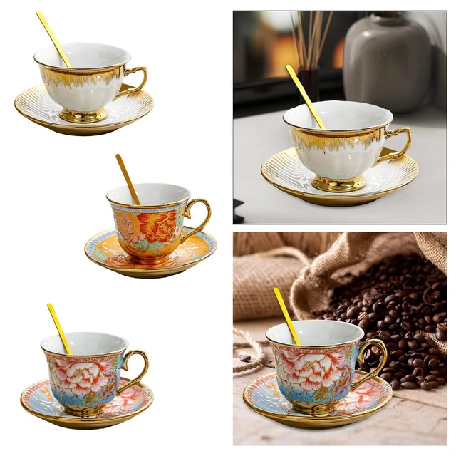 Tasses à café transparentes de 400 ml avec soucoupes et cuillères pour le thé - Maison