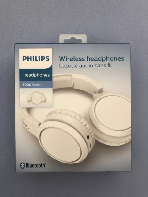 PHILIPS Auriculares Inalámbricos de Diadema con Micrófono H5205WT/00 Blanco