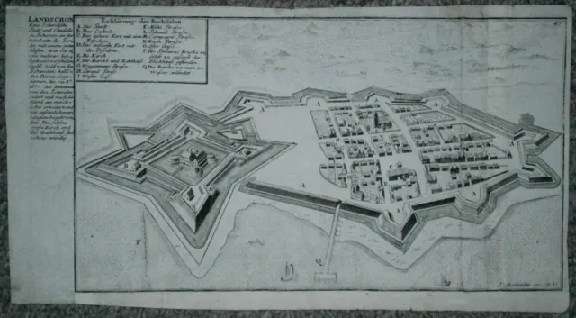 ca.1720 Bodenehr map LANDSKRONA, SWEDEN