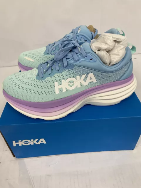 HOKA ONE ONE Bondi 8 Womens 8 B Shoes Blue Running Walking Gym 1127952 ...