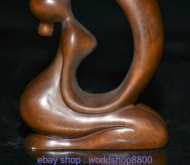4,4"China Buchsbaum-Handarbeit Feng Shui abstrakte Frauen-Mann-Liebes-Skulptur 3
