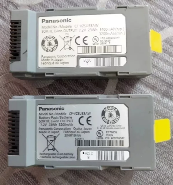 GENUINE PAIR x2 7.2v Battery Panasonic CF-VZSU53AW Toughbook CF-H1 H2 U1