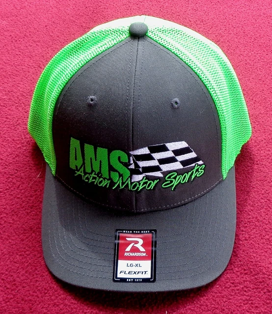 New Ams Action Motor Sports Lg-Xl Flexfit Baseball Cap