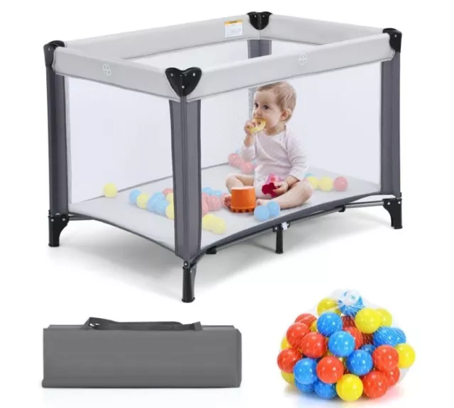 Portable Baby Travel Cot Crib Folding Bedside Bassinet Nursery Activity Balls