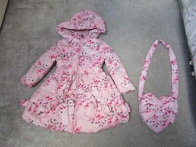 A Dee girls 4 years fleece lined hooded Julie blossom pink coat + handbag