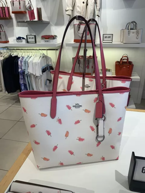 NWT Coach Canvas City Tote With Mystical Floral Print C8743 Faded Blush  Multi
