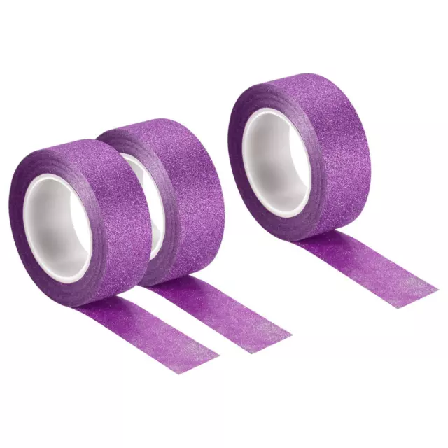 Glitter Tape, Decorative Craft Tape Self Adhesive Stick 1.5cmx10m Purple 3Pcs