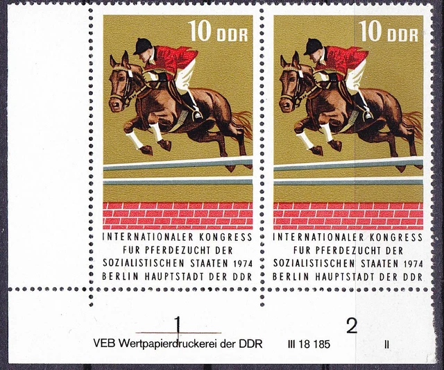 Briefmarken DDR Mi Nr. 1969 Pferdezucht Druckvermerk DV DWD II **