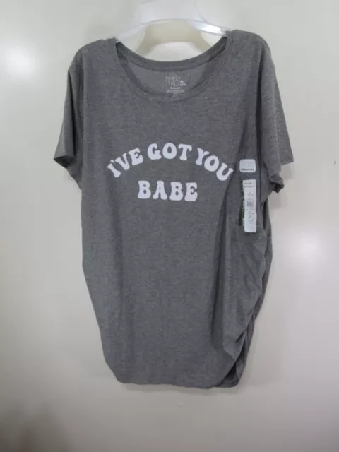 New Women Time and Tru Maternity T Shirt Size XL 16 18 Gray IVE GOT YOU BABE