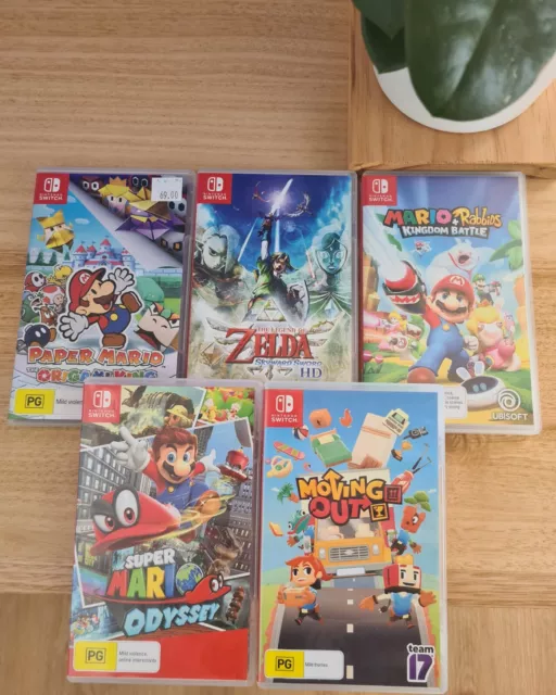 Nintendo Switch Game Bundle - 5 Games Zelda Mario Like New