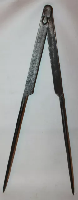 Ancien grand compas charpentier tailleur pierre compagnon 18eme 73cm longueur