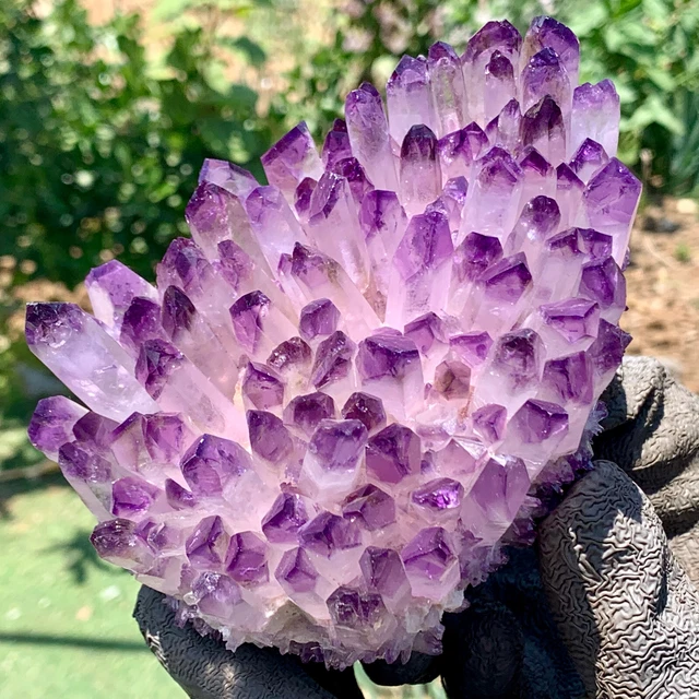 2LB New Find  purple Phantom Quartz Crystal Cluster Mineral Specimen Healing