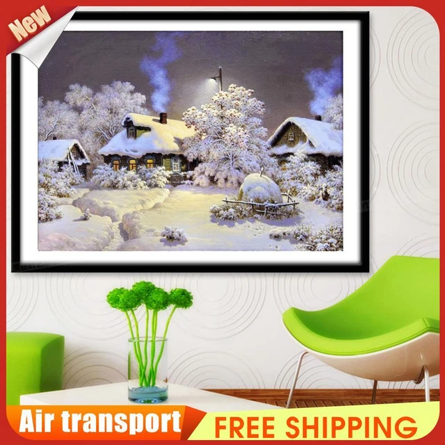 5D DIY Diamonds Drawing Handmade Snowhouse Landscape Picture Creative Home Decor