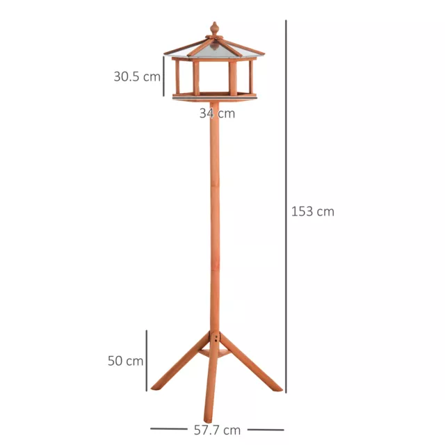 PawHut Bird Table Wooden Feeding Station with Stand for Garden Wooden 153cm 3