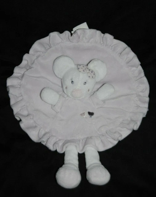 Doudou plat souris mauve  KIMBALOO La Halle parme violet coeur rond jambe TTBE