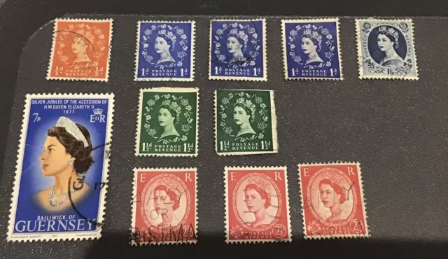 165 Stamps: George V, Queen Elizabeth Ii, Queen Victoria -  Job Lot Used 2