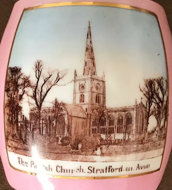 19th century german porcelain pictorial souvenir—Parish Church Stratford u Avon
