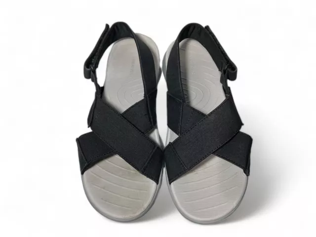 Lands' End Womens Gatas Flat Sandals Black Sling Back Adjustable Hook & Loop 7B 2