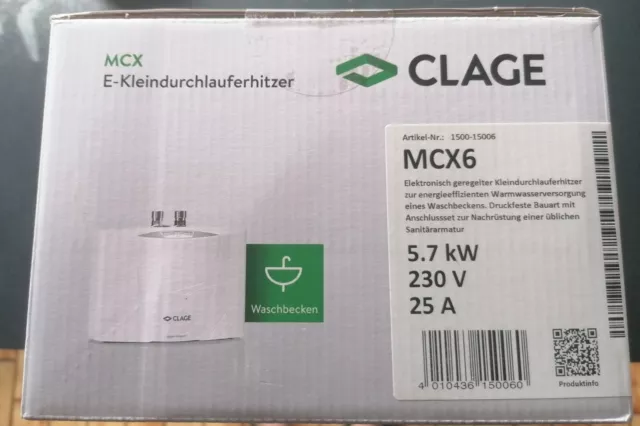 Clage Klein-Durchlauferhitzer MCX 6 elekronisch 5,7KW 230V (1500-15006)