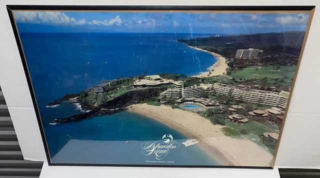 VTG Sheraton Maui Promo Poster Travel Tourism Tiki Bar Decor Kaanapali Hawaii