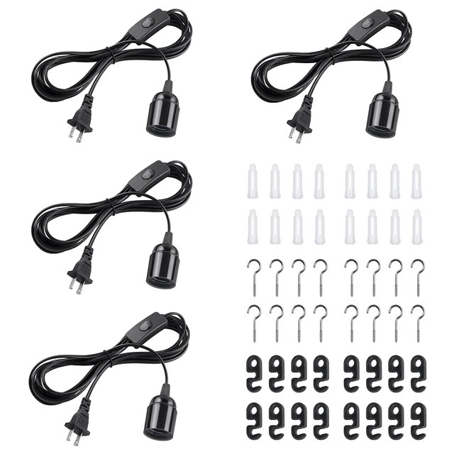 DiCUNO Extension Hanging Lantern Cord Cable, E26 Pendant Light Lamp Socket, to 4