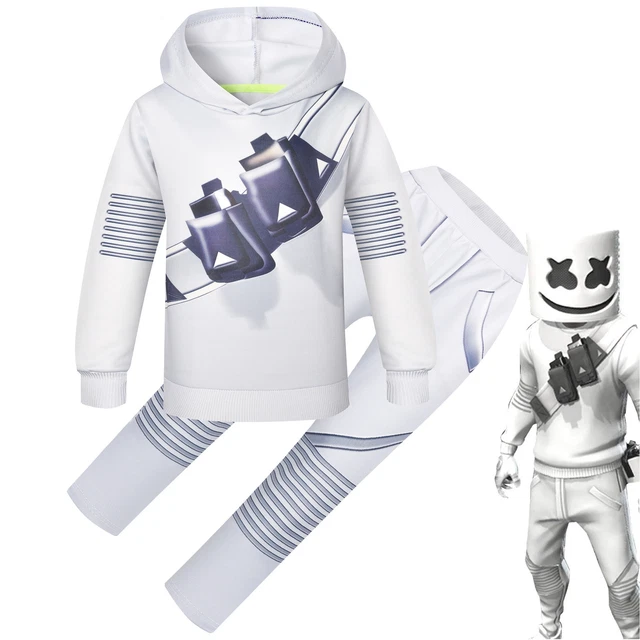 FELPA CON CAPPUCCIO bambini MarshMello DJ cosplay pantaloni abito