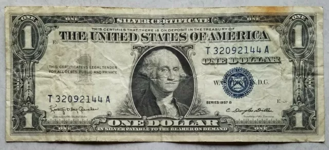 1957 B Blue Seal $1 One Dollar Silver Certificate Bill - Old Paper Money