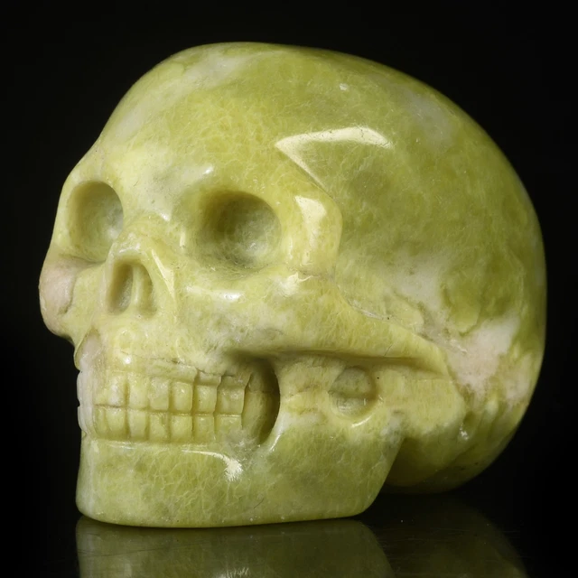 Poder curativo metafísico calavera tallada con nefrita natural de 1,93" #34K46
