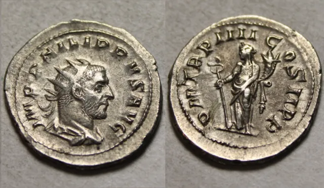 RARE Genuine ancient Roman coin ANTONINIANUS Emperor Philip I the Arab Felicias