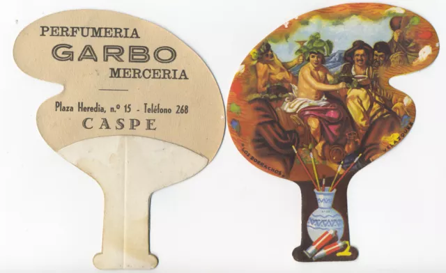 CASPE. Año 1950 Pay Pay de cartón PUBLICITARIO "Los borrachos". Velázquez.