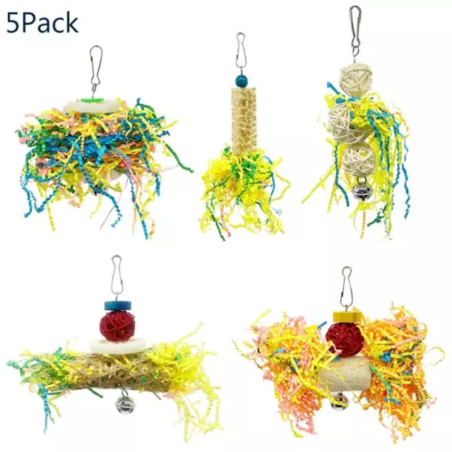 5 Bird Shredder Parrot Chewing Rattan Foraging Toy for Parakeets