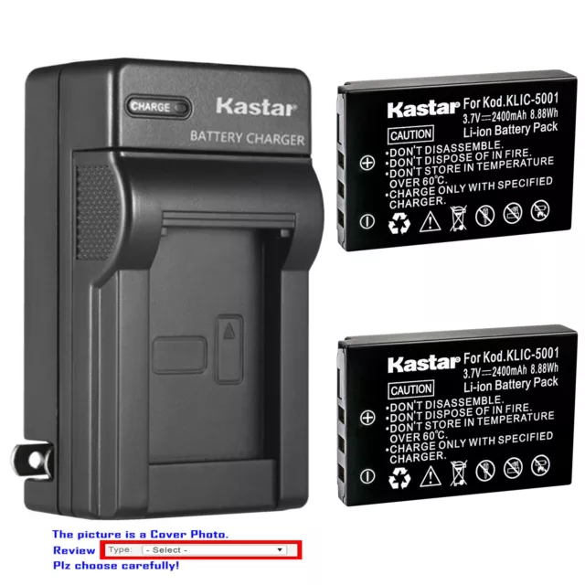 Kastar Battery Wall Charger for Kodak KLIC-5001 & Kodak EasyShare DX6490 Camera