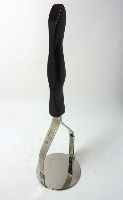 Cutco Food Press #1160 Solid Masher 10½'' Stainless Brown Swirl Handle GUC Look