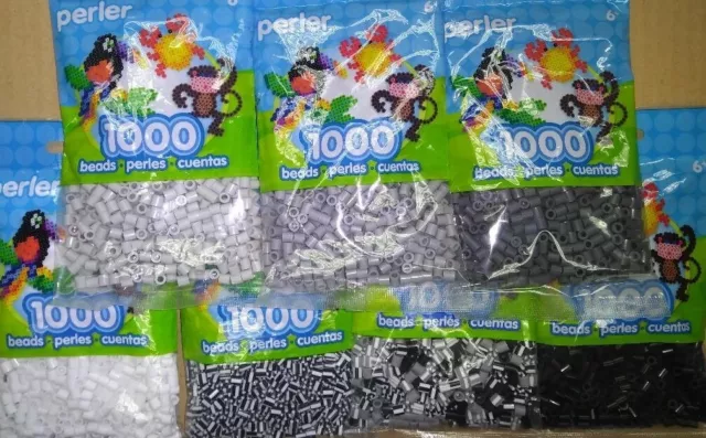 Perler 7x1000, Black-White-Grey-D&L Gr-Striped Newsprint-Str Blk&Wht-Str