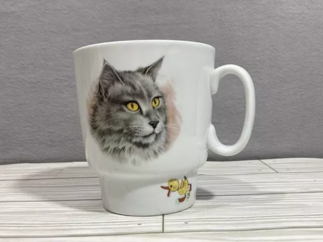 Cat Face Mug Naaman Israel  Gray Cat & Ducks Ceramic Mug