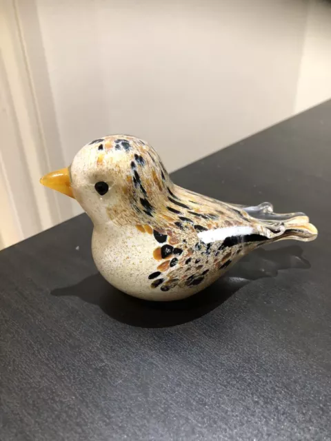 Snow Bunting Bird Langham Glass Hand Made