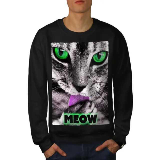 Felpa da uomo Wellcoda Meow Kitty Paw carina gatto, maglione pullover casual gatto