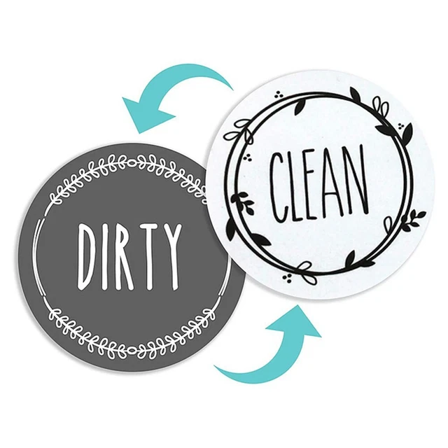 Round Magnetic Fridge Sticker Clean Dirty Sign Instruction Fashion Sticker