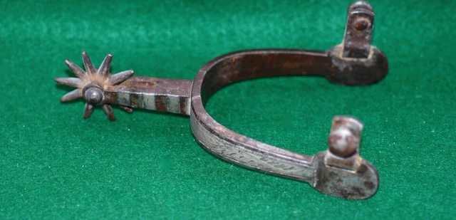 Antique Sterling Silver Single Mount Hand Forged Steel (one) Spur by BUERMANN