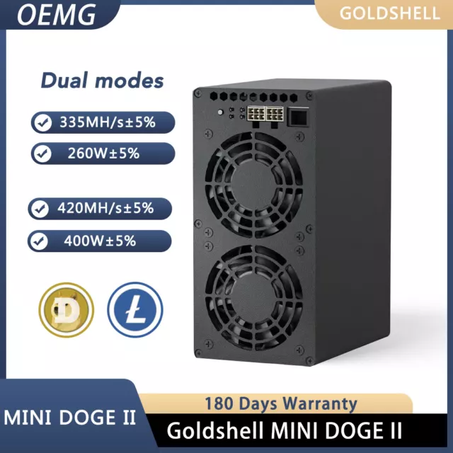 Goldshell Mini Doge II Miner for Doge Coin LTC 420M/400W or 335M/260W with PSU
