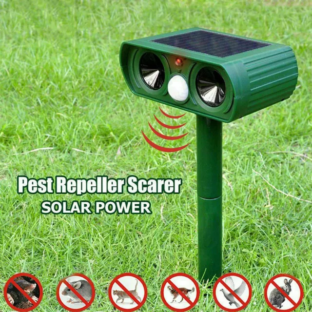 Solar Power Animal Repeller Ultrasonic Outdoor Pest Cat Mice Deterrent