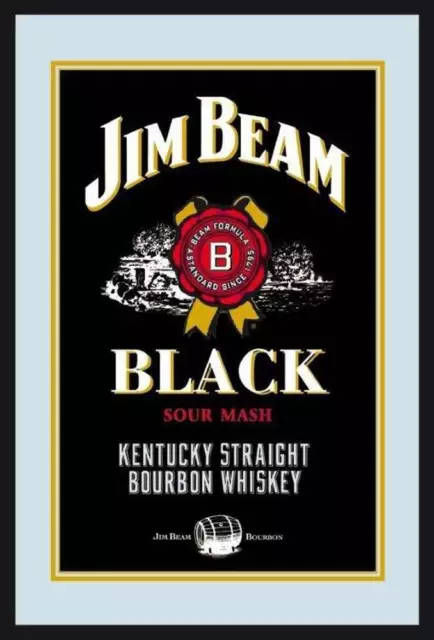 Jim Beam Black Logo - 20x30 cm bedruckter Spiegel im Kunststoff Rahmen