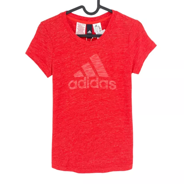 Adidas Rosso Grande Logo T-Shirt Taglia 11 - 12 Anni