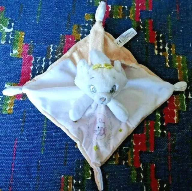 An / Doudou Plat  Disney Marie Chat Aristochats Blanc Rose Etoile Dore   Neuf